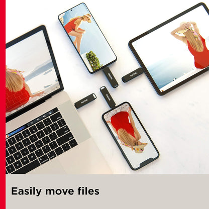SanDisk 256GB iXpand Flash Drive Luxe with Lightning and USB-C connectors, for iPhone/iPad, Android devices, PC and Mac 256GB Swivel Style Luxe