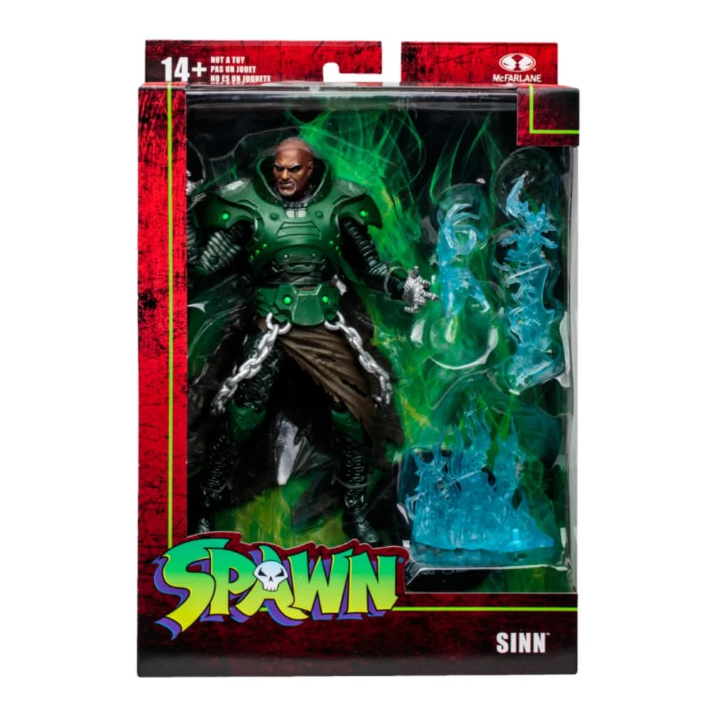 McFarlane Toys, Spawn Comic 7-inch Sinn Action Figure with 22 Moving Parts, Collectible Figure with Accessories and Collectors Stand Base – Ages 12+
