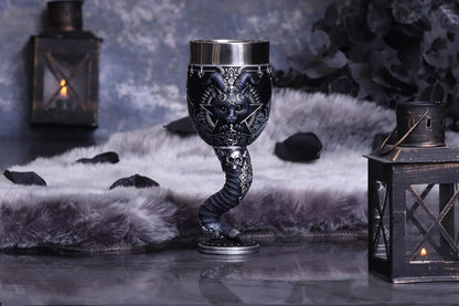 Nemesis Now Cult Cuties Pawzuph Goblet 19.5cm, Resin/Stainless Steel, Black, Cute Scarily Adorable Horned Cat Goblet, Removable Stainless Steel Insert, Cast in the Finest Resin, Expertly Hand-Painted