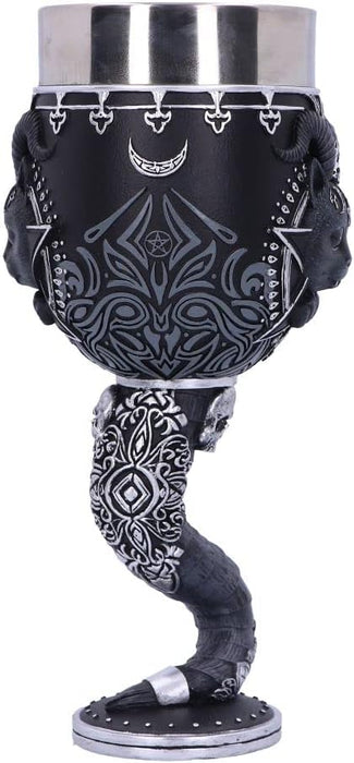Nemesis Now Cult Cuties Pawzuph Goblet 19.5cm, Resin/Stainless Steel, Black, Cute Scarily Adorable Horned Cat Goblet, Removable Stainless Steel Insert, Cast in the Finest Resin, Expertly Hand-Painted