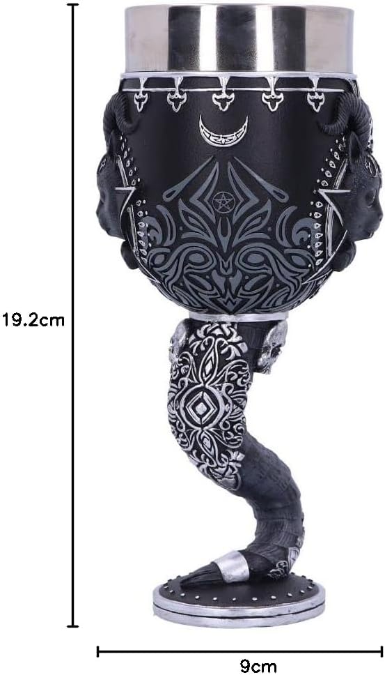 Nemesis Now Cult Cuties Pawzuph Goblet 19.5cm, Resin/Stainless Steel, Black, Cute Scarily Adorable Horned Cat Goblet, Removable Stainless Steel Insert, Cast in the Finest Resin, Expertly Hand-Painted