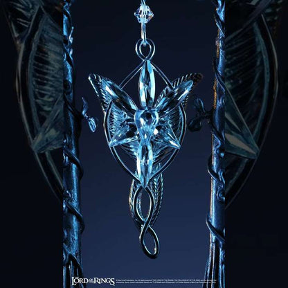 The Noble Collection The Lord of the Rings Arwen Evenstar Pendant Display - 5.5in (14cm) Pewter and Glass Dome Display - Officially Licensed Film Set Movie Props Gifts