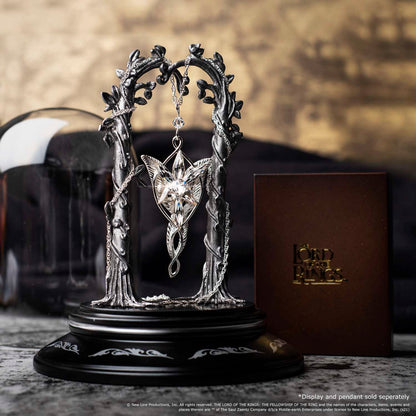 The Noble Collection The Lord of the Rings Arwen Evenstar Pendant Display - 5.5in (14cm) Pewter and Glass Dome Display - Officially Licensed Film Set Movie Props Gifts