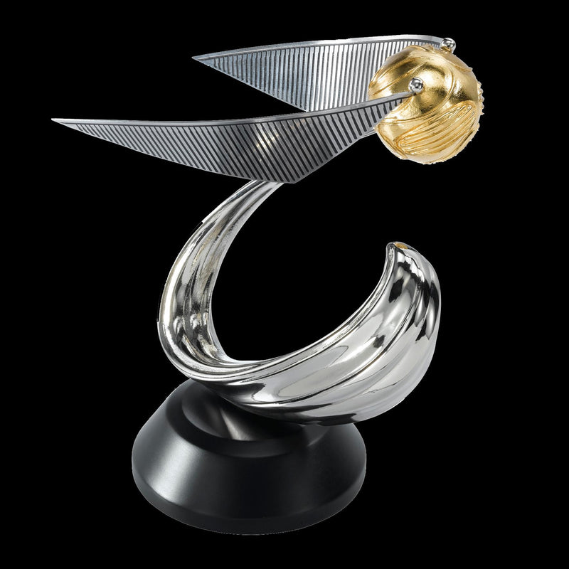 The Noble Collection Harry Potter Golden Snitch Sculpture - 7in (18cm) 24k Gold and Silver Plated Sculpture on Wood Display Base - Officially Licensed Film Set Movie Props Gifts