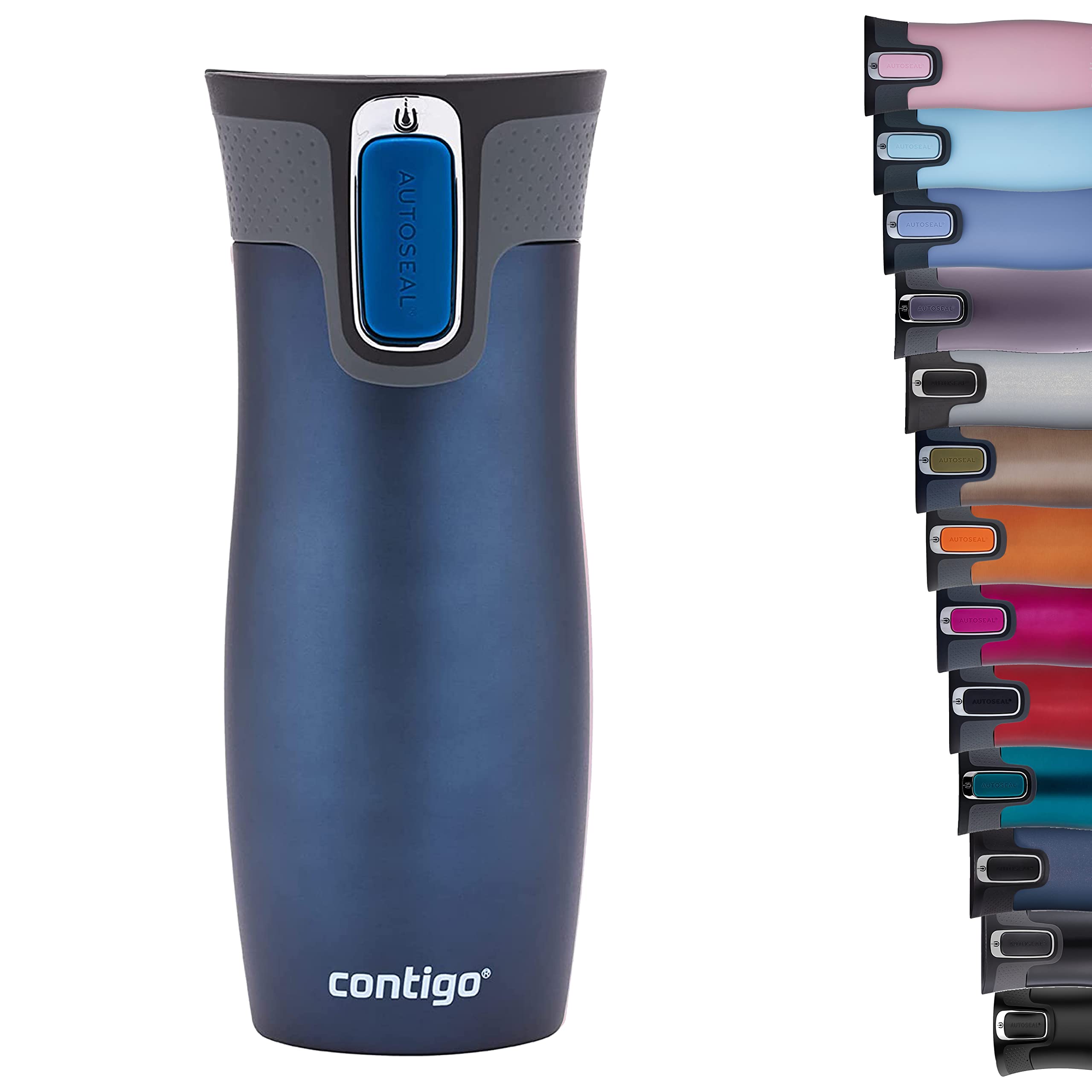 Contigo West Loop Autoseal Travel Mug, Stainless Steel Thermal Mug, Vacuum Flask, Leakproof Tumbler, Coffee Mug with BPA-free Easy-Clean Lid Monaco