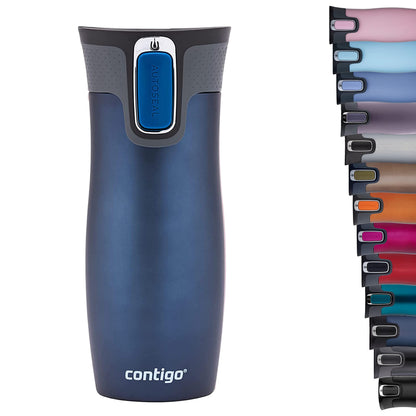 Contigo West Loop Autoseal Travel Mug, Stainless Steel Thermal Mug, Vacuum Flask, Leakproof Tumbler, Coffee Mug with BPA-free Easy-Clean Lid Monaco