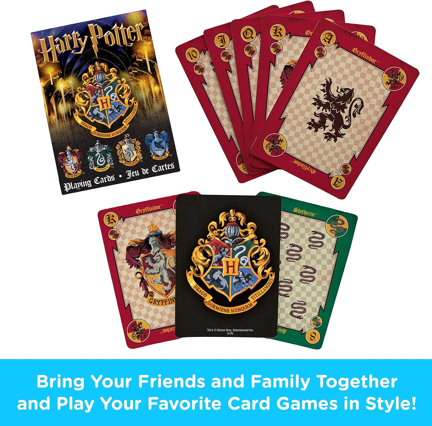 AQUARIUS Harry Potter Playing Cards - House Crests Themed Deck of Cards for Your Favorite Card Games - Officially Licensed Harry Potter Merchandise & Collectibles