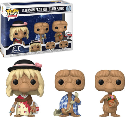 Funko 65051 Pop! Films : E.T. - E.T. in Disguise, E.T. in Robe, E.T. with Flowers (édition spéciale 3 pièces