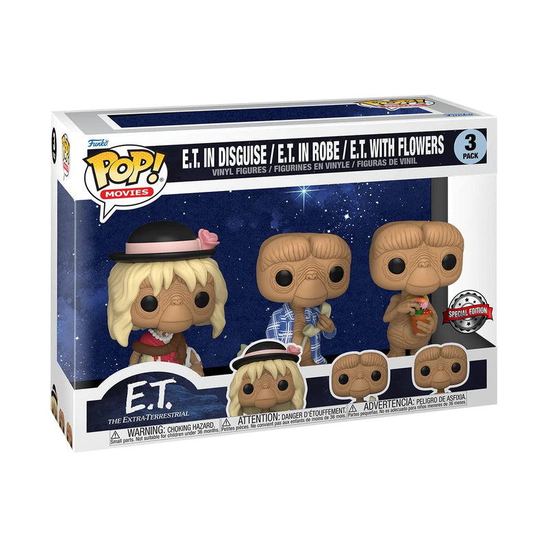 Funko 65051 Pop! Films : E.T. - E.T. in Disguise, E.T. in Robe, E.T. with Flowers (édition spéciale 3 pièces