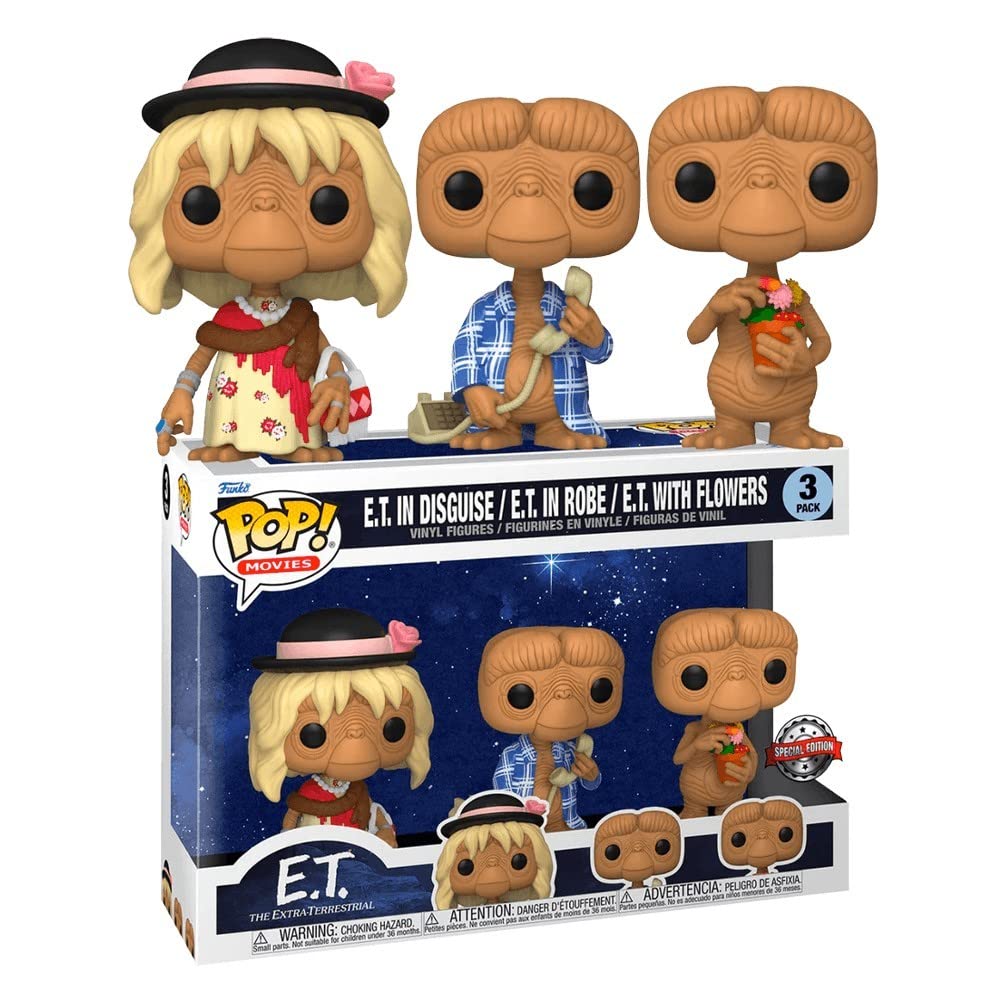 Funko 65051 Pop! Films : E.T. - E.T. in Disguise, E.T. in Robe, E.T. with Flowers (édition spéciale 3 pièces