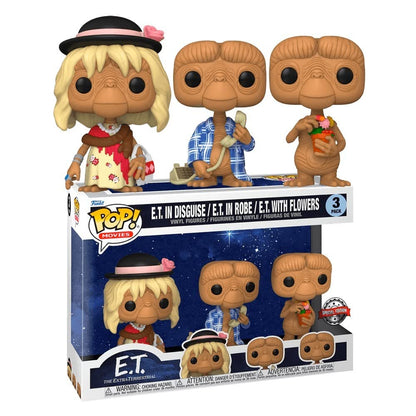 Funko 65051 Pop! Films : E.T. - E.T. in Disguise, E.T. in Robe, E.T. with Flowers (édition spéciale 3 pièces
