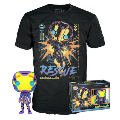 Funko Pop! & Tee: Marvel Blacklight - Rescue - Extra Large - (XL) - T-Shirt, Maglietta - Vestiti con Figura in Vinile da Collezione - Idea Regalo - Giocattoli e Top a Maniche Corte per gli Adulti