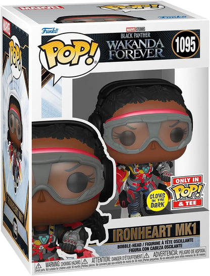 Funko Pop! & Tee: Black Panther Wakanda Forever - Ironheart MK1 - Glow In the Dark - Small - (S) - T-Shirt - Clothes With Collectable Vinyl Figure - Gift Idea - Toys and Short Sleeve Top for Adults