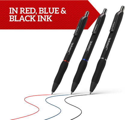 Sharpie S-Gel | Gel Pens | Medium Point (0.7mm) | Black, Red & Blue Ink | 3 Count (Pack of 2)