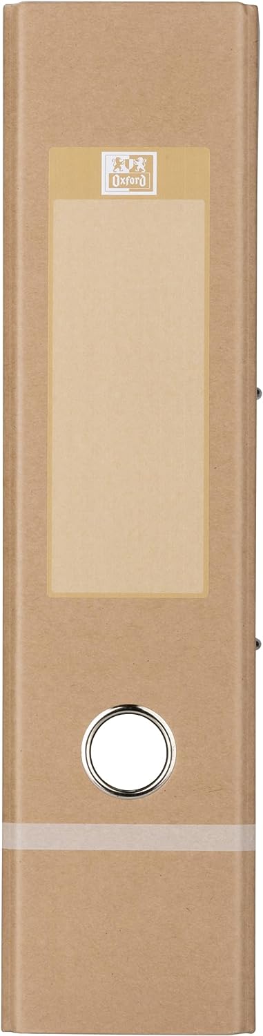 Oxford - Archivador con palanca Touareg A4, espalda 80 mm, 2 anillas, manta kraft, color beige y blanco helado
