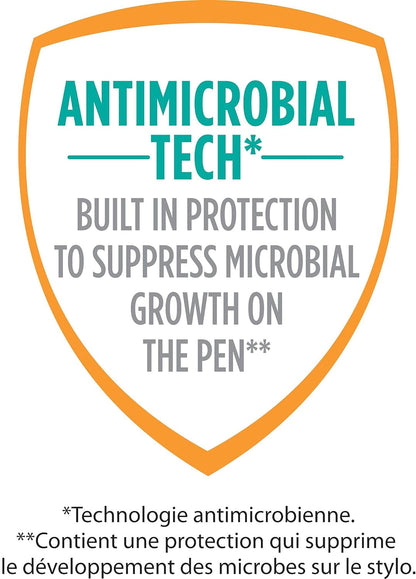 Bic Antimicrobial Tech Retractable Ballpoint Pens with Certified Antimicrobial Surface Protection, Medium Point (1.00 mm) - Blue, Box of 20 Boîte de 20 Blue