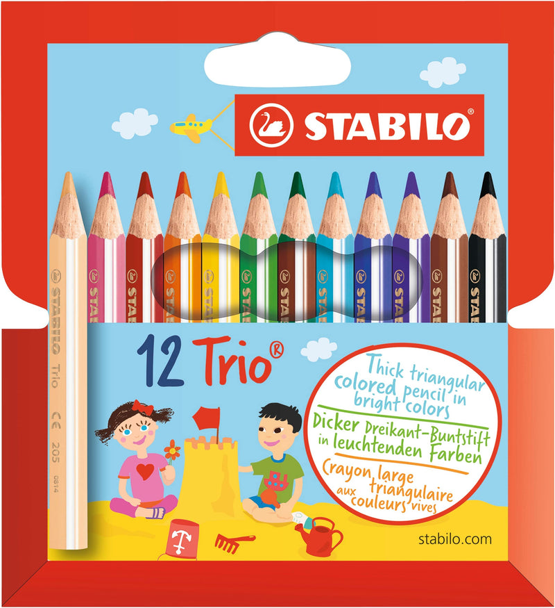 Dreikant-Buntstift - STABILO Trio dick kurz - 12er Pack - mit 12 verschiedenen Farben