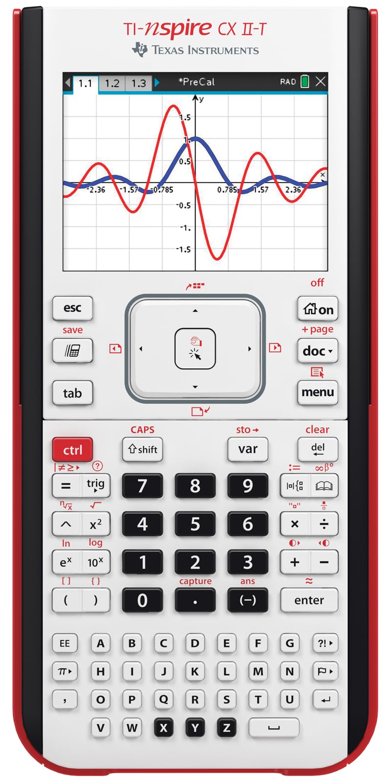 Texas Instruments TI-Nspire CX II-T | digital calculator, E/D/I/NL/P/F, battery, USB, Software, white