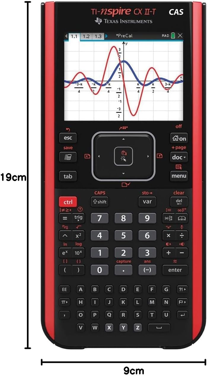 Texas Instruments CX CAS II FC TI-Nspire CX II-T CAS in environmentally friendly cardboard packaging, black