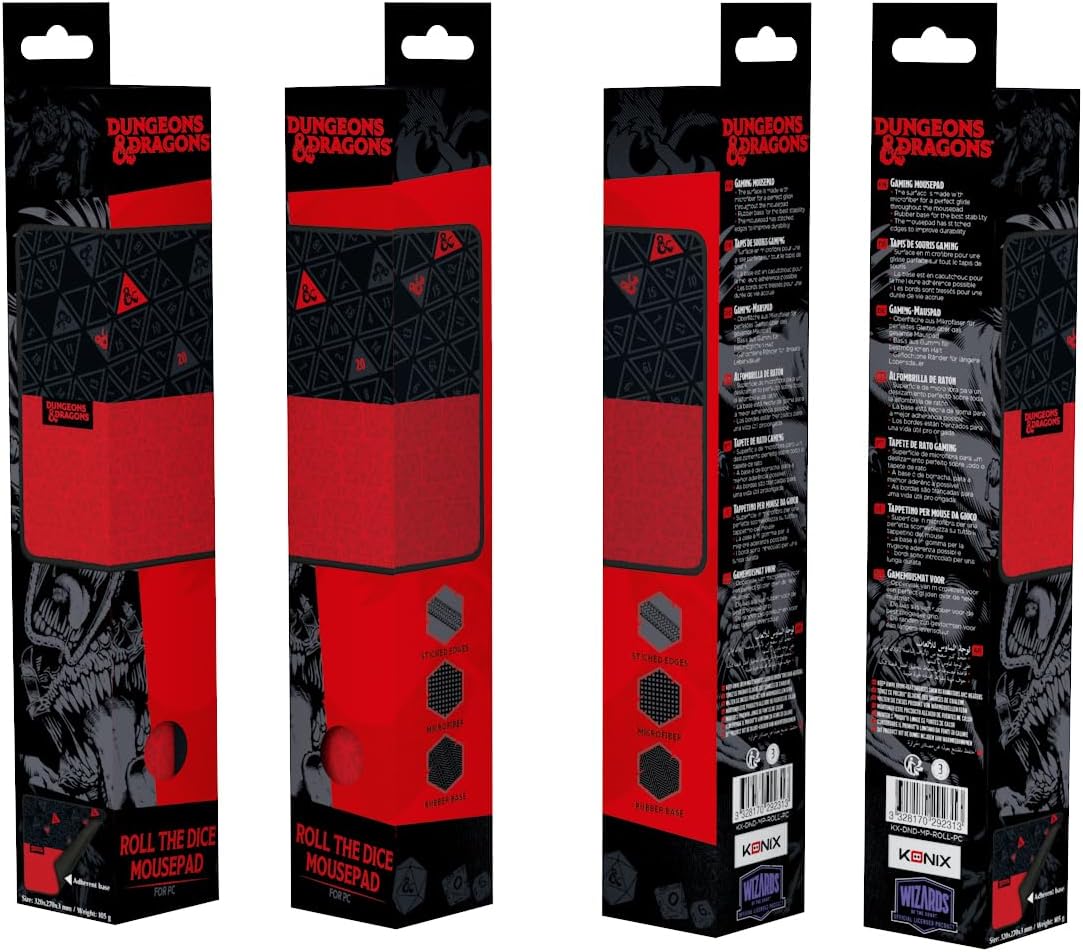 Konix Dungeons & Dragons Gaming - Mauspad 32 x 27 cm - rutschfeste Gummibasis