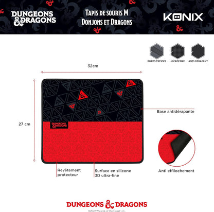 Konix Dungeons & Dragons Gaming - Mauspad 32 x 27 cm - rutschfeste Gummibasis