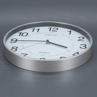 Unilux Aria 30.5cm Quartz System Wall Clock with Grey Metal Dual Display