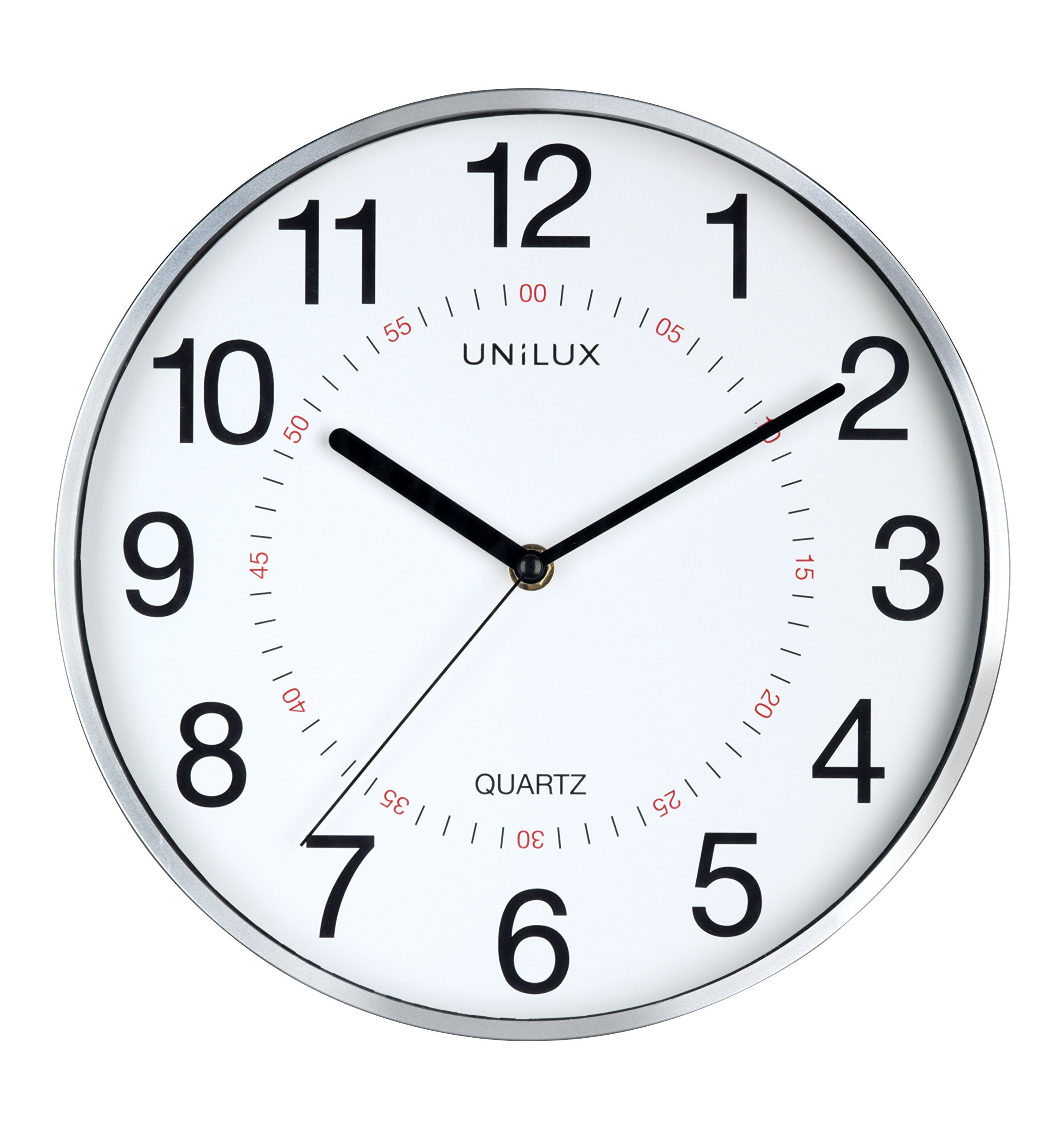 Unilux Aria 30.5cm Quartz System Wall Clock with Grey Metal Dual Display