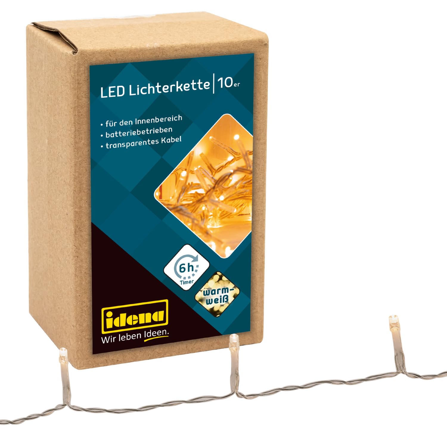 Idena 10er LED Lichterkette transparent 1,0 m