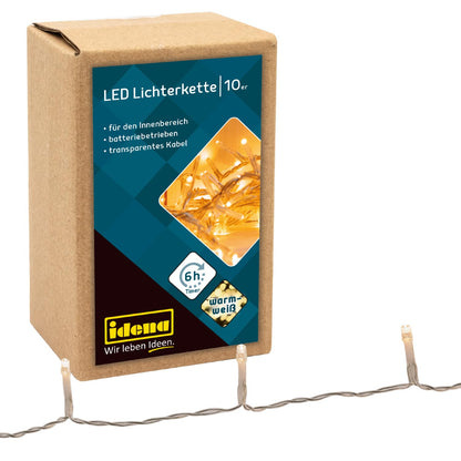 Idena 10er LED Lichterkette transparent 1,0 m