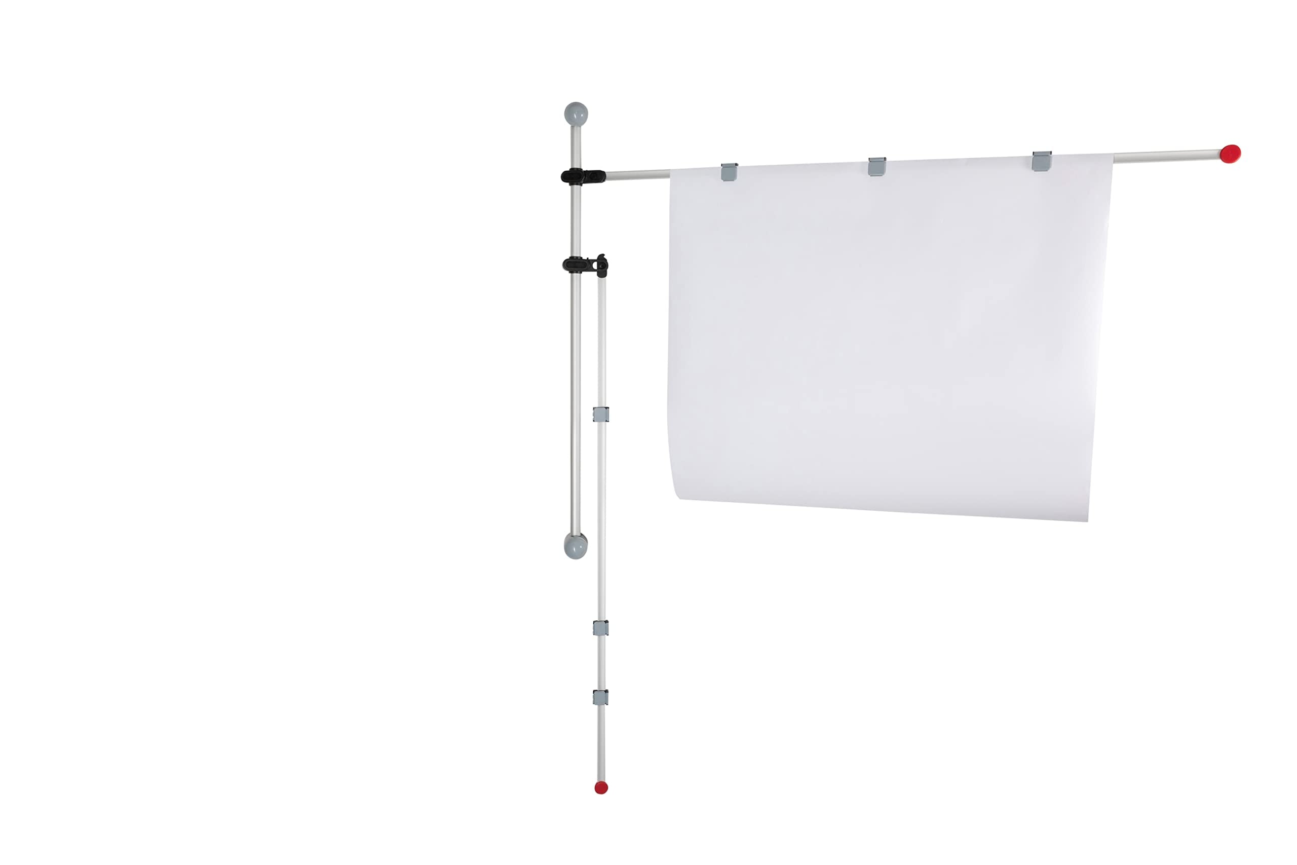 Maul Wall Presenter, 2 Adjustable Swivel Arms 132 cm/Din A0, Including 6 Magnetic Clips, Aluminium, Black/Grey