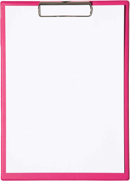 MAUL Clipboard A4 | Desk Pad with Foil | Writing Board with Paper Clip | Cardboard Clipboard | Pink | 2335222 Pink Single