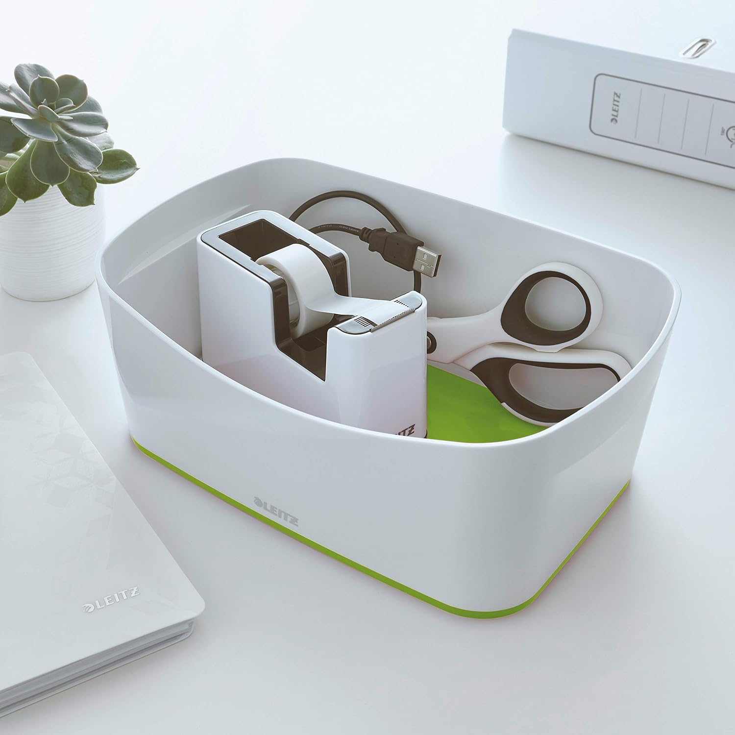 Leitz 52571054 MyBox Storage Tray, Waterproof, White/Green Retail Pack Green
