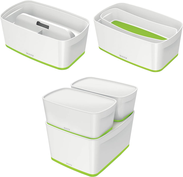 Leitz 52571054 MyBox Storage Tray, Waterproof, White/Green Retail Pack Green