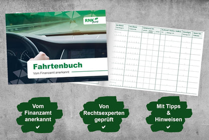 RNKVERLAG 3119 - Fahrtenbuch PKW in DIN A6 mit Tipps und Hinweisen, für Hybrid- und Elektrofahrzeuge geeignet, vom Finanzamt anerkannt, 1 Stück