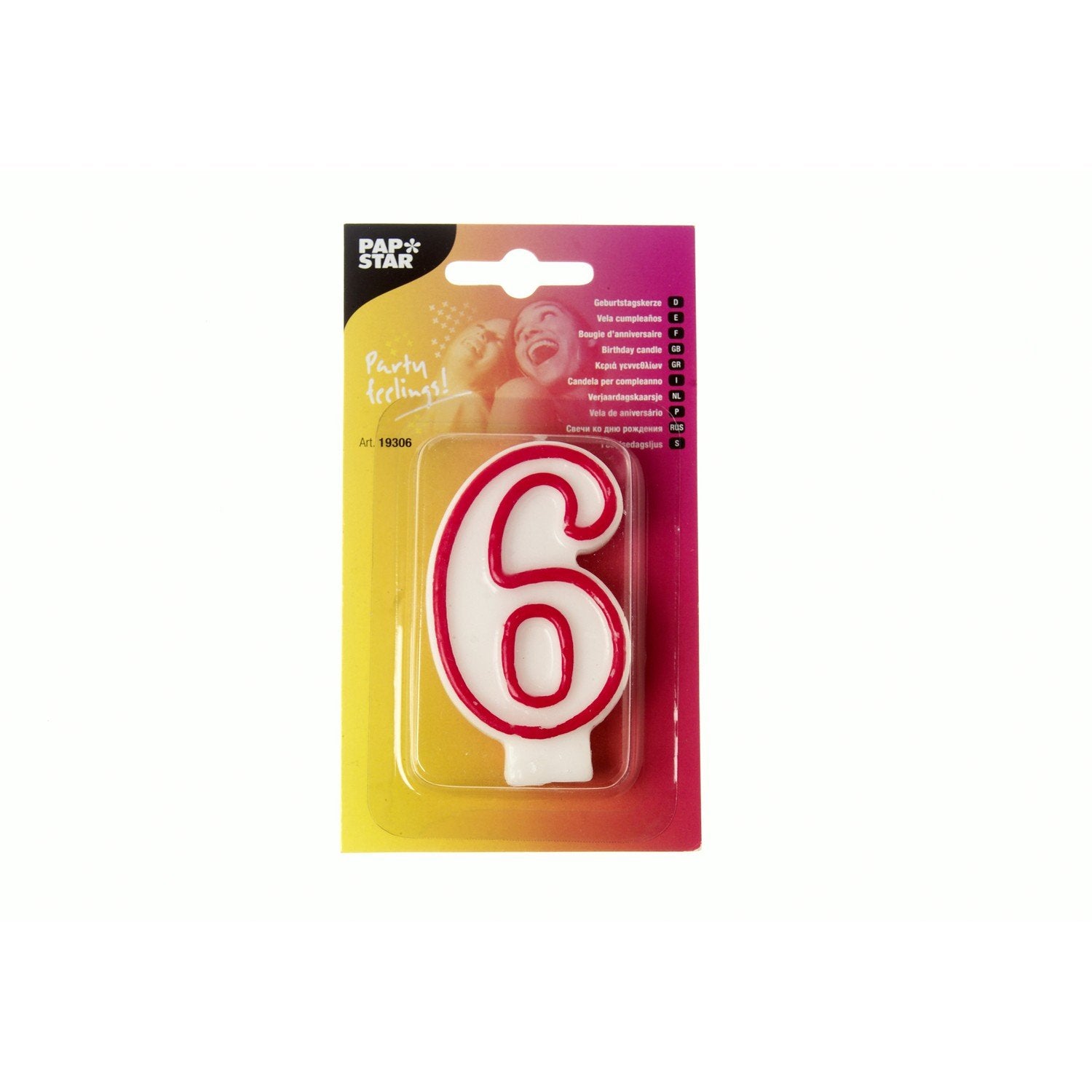 PAPSTAR Birthday Candles 7.3 cm White 6 with Red Edge – Wax Candles (73 mm)