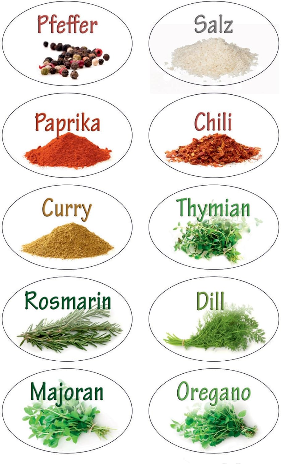 Avery Zweckform 59794 Kitchen Stickers, Spices, Pack of 20
