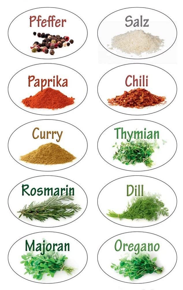 Avery Zweckform 59794 Kitchen Stickers, Spices, Pack of 20