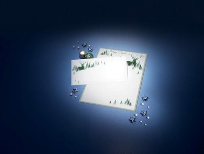 SIGEL DU284 Envelopes with Christmas pattern, White and Green, DL size (11 x 22 cm), 25 Pieces Envelopes - 25 pieces Christmas Forest - white/green