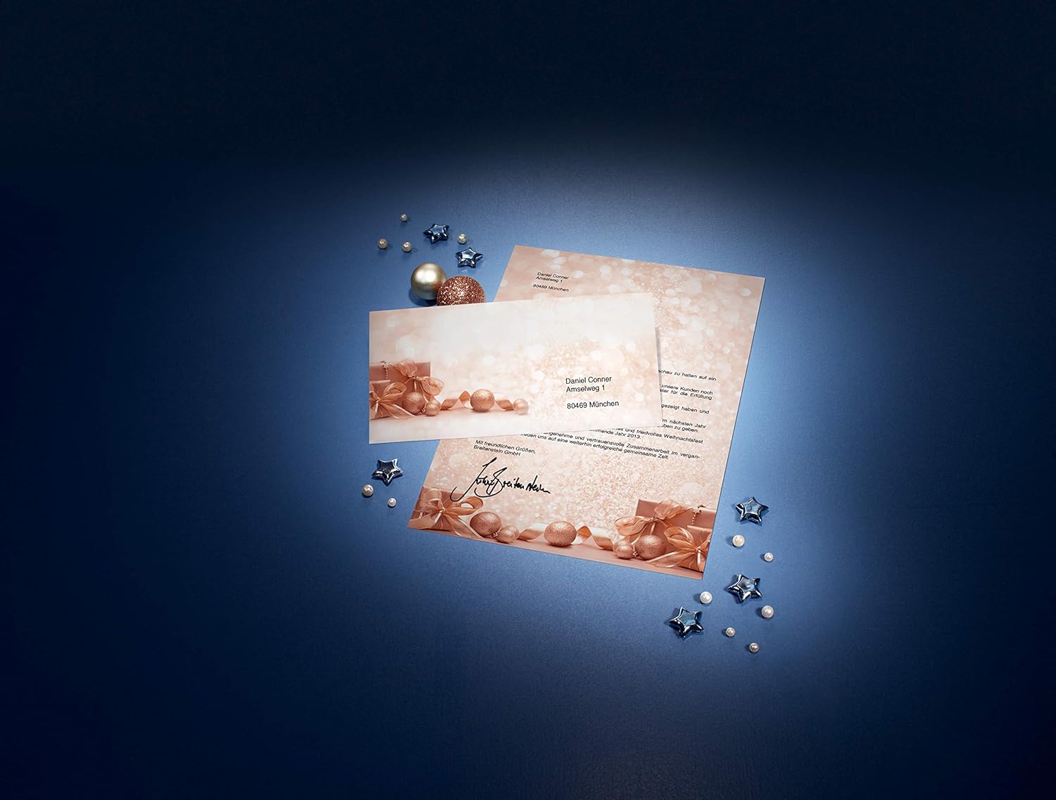 SIGEL DU231 Christmas envelopes "Golden Dream", DL, without window, 90 gsm, 50 Pieces Envelopes - 50 pieces Golden Dream - beige