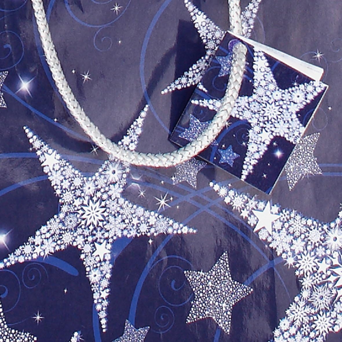 SIGEL GT025 Christmas Gift Bag "Shining Stars", large, 26 x 33 x 12 cm, 5 Pieces Shining Stars - blue/white - large
