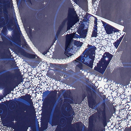 SIGEL GT025 Christmas Gift Bag "Shining Stars", large, 26 x 33 x 12 cm, 5 Pieces Shining Stars - blue/white - large
