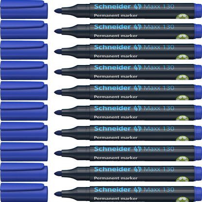 Schneider Maxx 130 Permanent-Marker mit Rundspitze (Strichstärke: 1-3 mm, nachfüllbar) 10er Packung