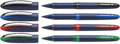 Schneider One Business Non-Retractable Ballpoint Pens with Liquid Ink, Pack of 4 (1 Black/Red/Blue/Green