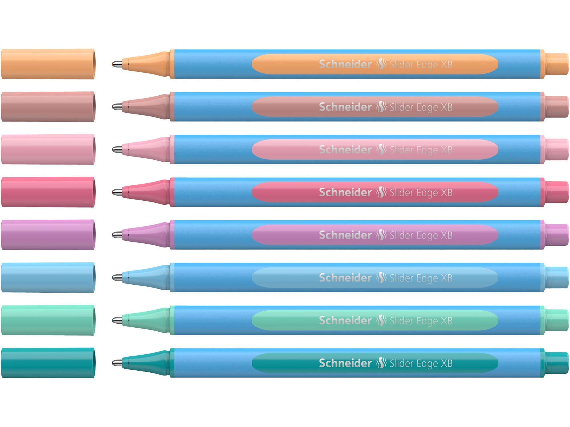 Schneider Slider Edge Pastel XB Ballpoint Pen, Triangular Pen with XB (extra broad) Line Width 8 Stück