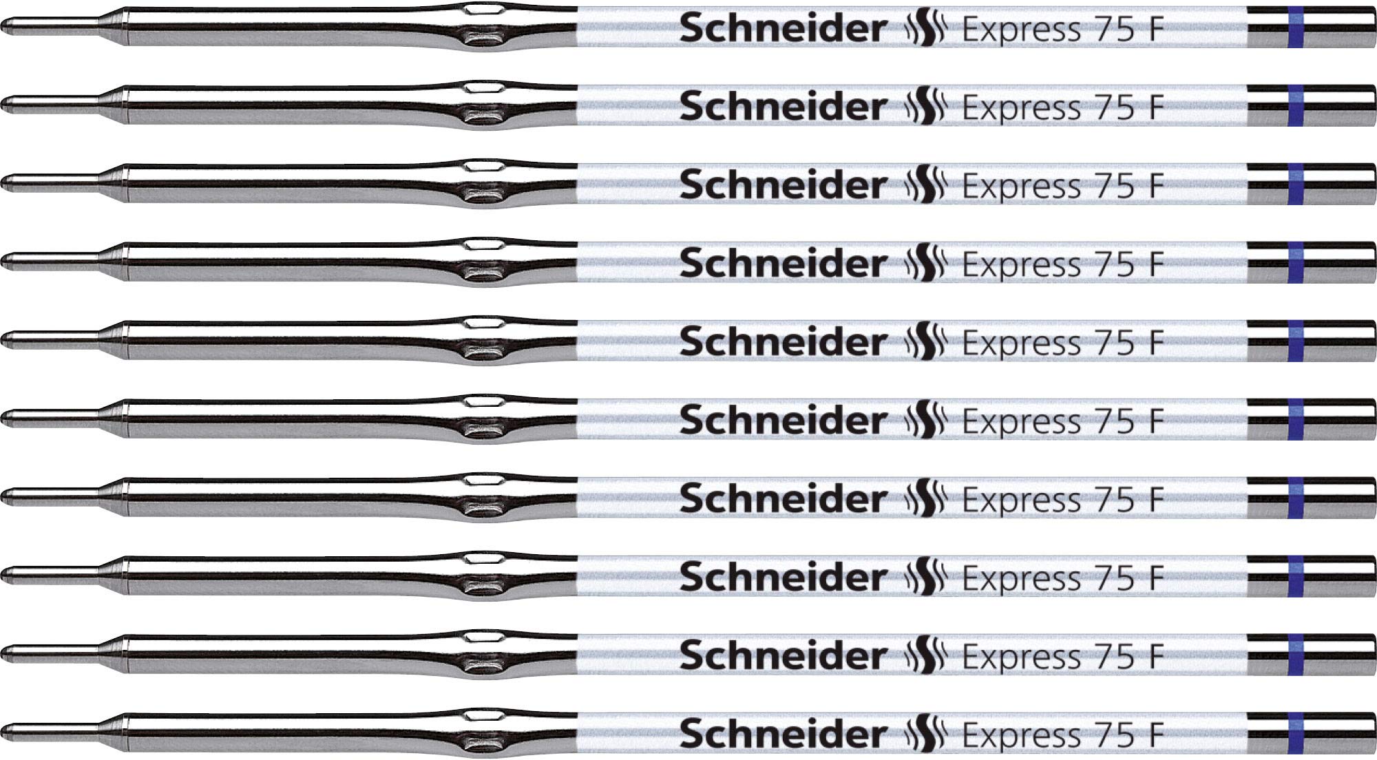 Schneider Express 75 Refill for Ballpoint Pen F Blue Indelible ISO 12757-2 A2 Pack of 10 Bleue