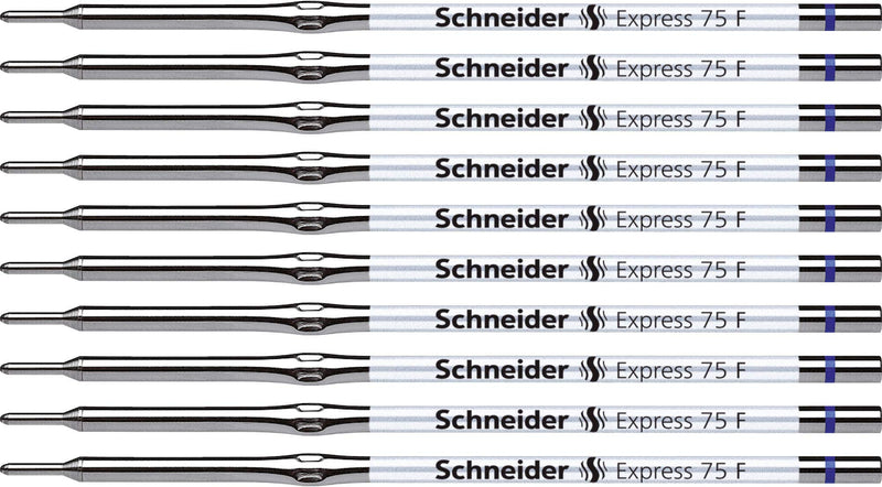 Schneider Express 75 Refill for Ballpoint Pen F Blue Indelible ISO 12757-2 A2 Pack of 10 Bleue
