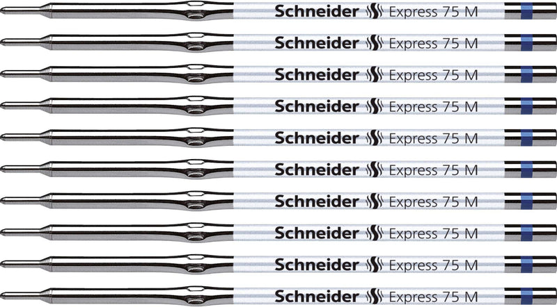 Schneider Express 75 Refill for Ballpoint Pen M Blue Indelible ISO 12757-2 A2 Pack of 10