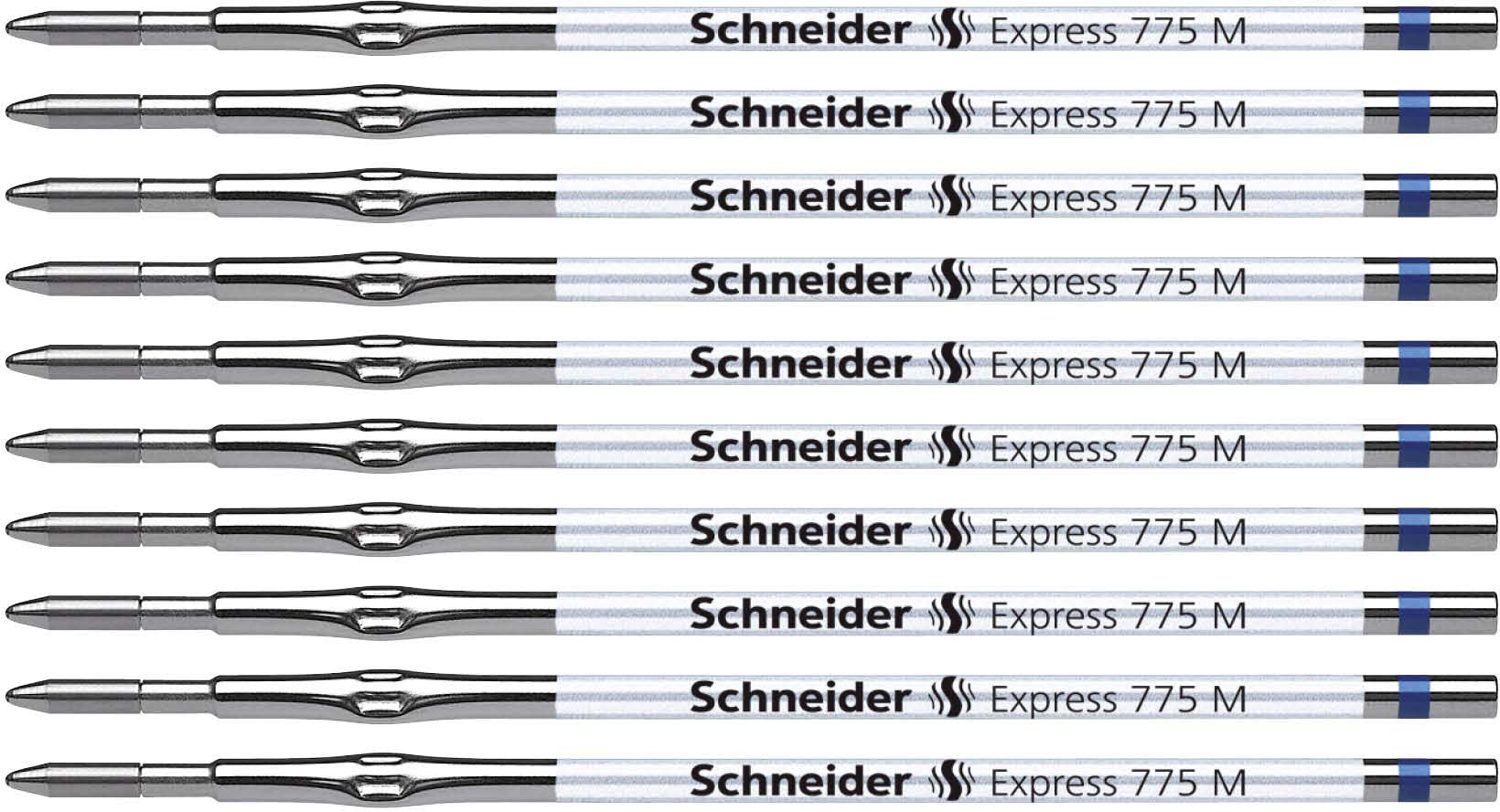 Schneider Express 775 7763 Ballpoint Pen Refill Cartridges Medium ISO 12757-2 H Indelible Ink Pack of 10 Blue