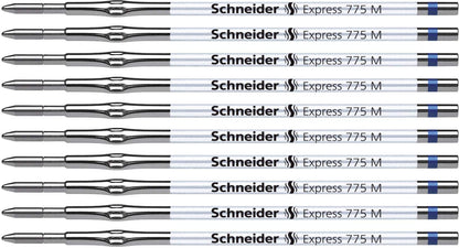 Schneider Express 775 7763 Ballpoint Pen Refill Cartridges Medium ISO 12757-2 H Indelible Ink Pack of 10 Blue