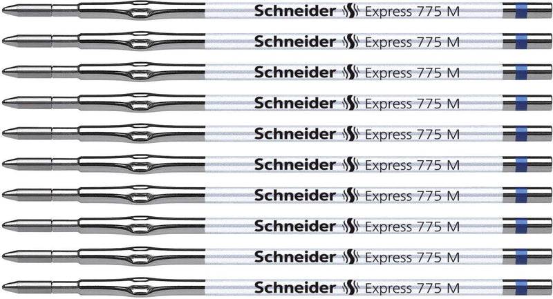 Schneider Express 775 7763 Ballpoint Pen Refill Cartridges Medium ISO 12757-2 H Indelible Ink Pack of 10 Blue